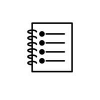 notas, bloc de notas, cuaderno, memo, diario, plantilla de logotipo de ilustración de vector de icono de línea sólida de papel. adecuado para muchos propósitos.