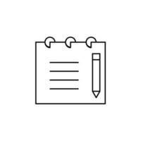 Notes, Notepad, Notebook, Memo Thin Line Icon Vector Illustration Logo Template. Suitable For Many Purposes.