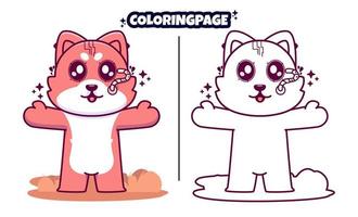 robot fox with coloring pages suitable for kids vector