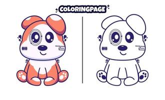 lindo perro robot con páginas para colorear adecuadas para niños vector