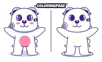 cute white robot bear with coloring pages suitable for kids vector