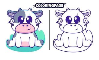 cute robot cow with coloring pages suitable for kids vector