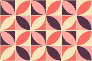 70s Retro seamless pattern with simple geometric shapes. Minimalist bauhaus trendy print design. Vintage repeat texture in pink, purple and beige colors vector