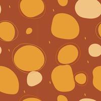 Boho irregular shapes seamless pattern background. Big abstract dots and circles pattern for fabric print, cover, textile, wrapping. Vector seamless spots on warm brown background