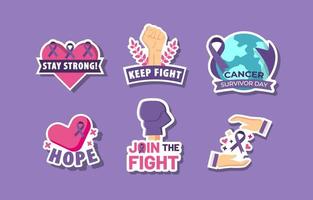Cancer Survivor Stickers Collection vector