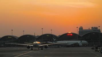 Sunset at Chek Lap Kok Hong Kong International Airport video