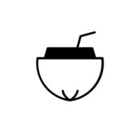 Coconut Drink, Juice Solid Line Icon Vector Illustration Logo Template. Suitable For Many Purposes.