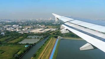 Aerial view from descending airplane video