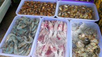 Thailand fresh seafood on street market video