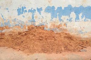 las termitas utilizan la tierra para anidar junto a las paredes de cemento. foto