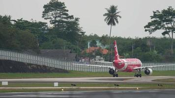 Airbus A320 taxiing at Phuket airport video