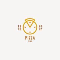 logotipo de pizza de arte lineal vector