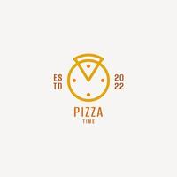 Line art pizza logo vector