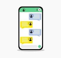 Illustration online chatting flat icon design. Speech bubbles notification on screen. Chatting with friends and sending new message. Chatting app flat design vector illustration