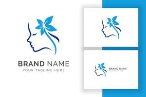 beauty woman head silhouette logo design template vector