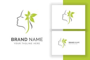 beauty woman head silhouette logo design template vector