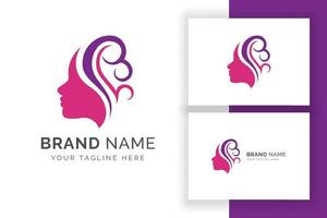 beauty woman head silhouette logo design template vector