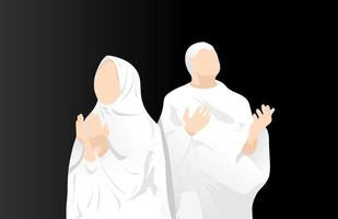 Muslim praying together vector illustration on black background