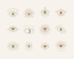 Esoteric symbols with eyes. Vector illustration in boho style