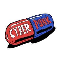 two color cyber punk pill suitable for t shirt design vector