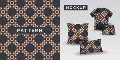 Retro Seamless fabric pattern and mockup Vector illustration