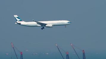 Airbus A330 approaching in Hong Kong intrenational airport video