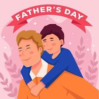 fathers day illustration greeting card with father carrying the son vector
