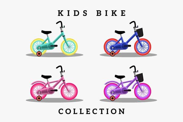 kids bike flat illustration collection