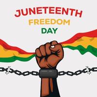 juneteenth design background illustration with strong fist hand breaks chain vector
