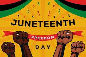 juneteenth design background illustration with strong fist hands vector