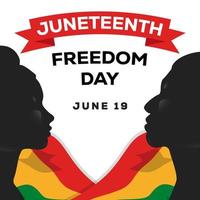 juneteenth design illustration with silhouette african woman and african man vector