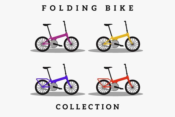 folding bike flat illustration collection