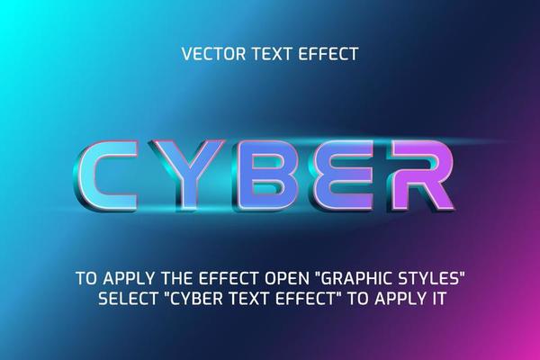 cyber text effect 3d fully editable