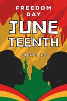 vertical banner juneteenth with two silhouette african vector