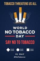 cartel de banner vertical diseño de ilustración del día mundial sin tabaco vector