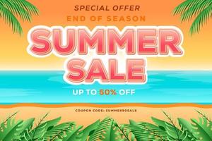 summer promotion sale banner illustration vector