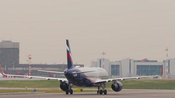 Aeroflot plane on taxiway video