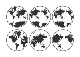 globe map icon with black color vector