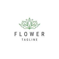Nature flower line logo icon design template vector
