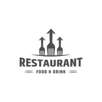tenedor flecha restaurante comida y bebida logo icono plantilla de diseño vector plano