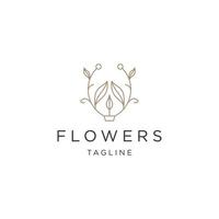 Luxury flower line logo icon design template flat vector