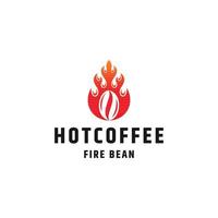 vector plano de plantilla de diseño de icono de logotipo de granos de café de fuego caliente