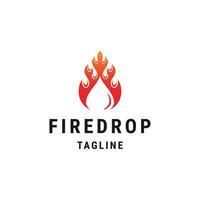 Fire water drop logo icon design template flat vector