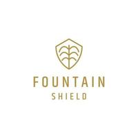 Luxury shield and fountain line logo icon design template flat vector