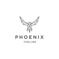 Phoenix line logo icon design template flat vector