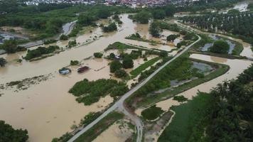 Aerial view flooded Malays house video