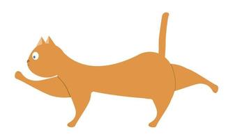 Funny cat does stretching after lying down for a long time. Cartoon. Vector illustration