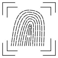 Hand drawn image fingerprint scanning. Doodle sketch. Vector illustration