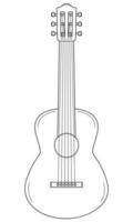 Hand drawn acoustic guitar. Stringed musical instrument. Doodle style. Sketch. Vector illustration