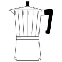 Hand drawn geyser coffee maker. Equipment for making ground coffee. Doodle style. Sketch. Vector illustration